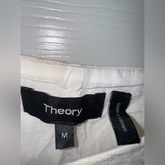 Theory Beige Panel Shift Dress in Sharkskin Crunch Women's Dress Size M - Picture 4 of 8